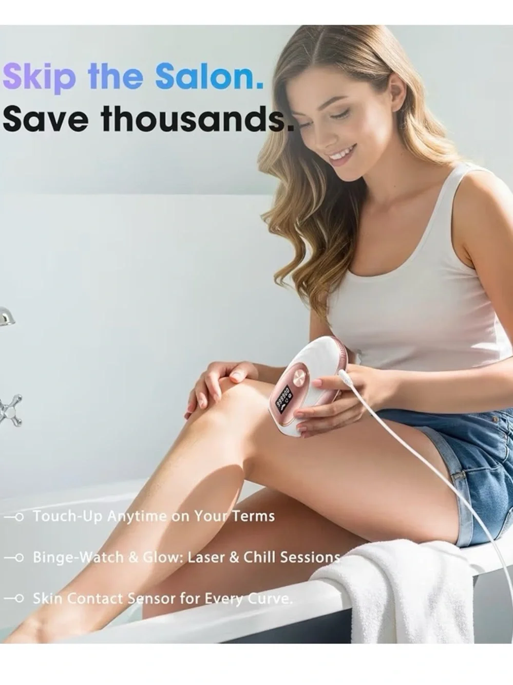 IPL Laser Hair Removal Device - White & Rose Gold